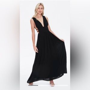 Maxi dress featuring a plunging neckline & back, sleeveless w/cutout sides NWT